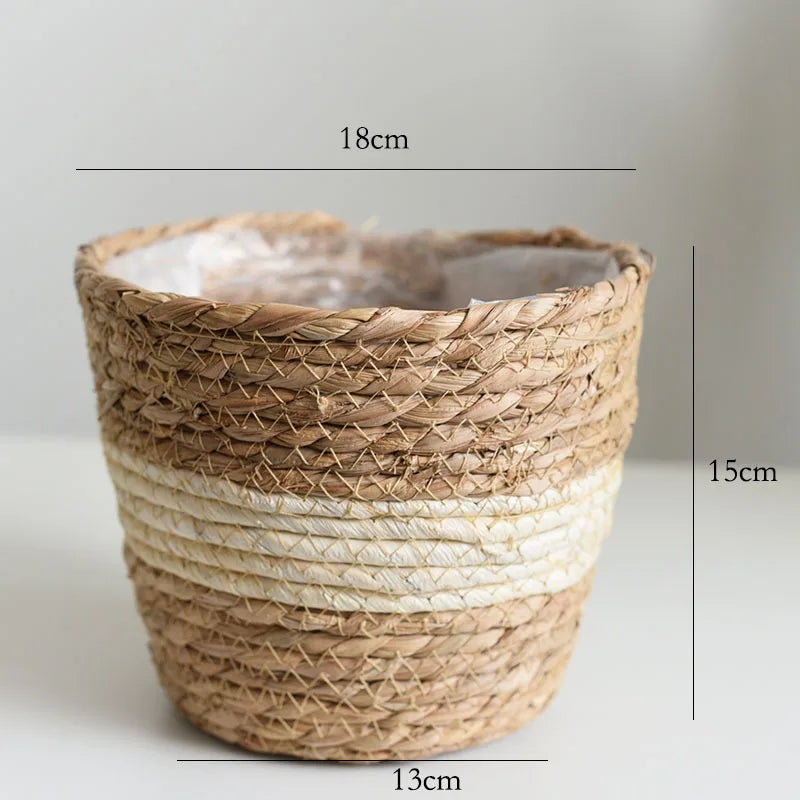 Straw Weaving Flower Plant Basket.