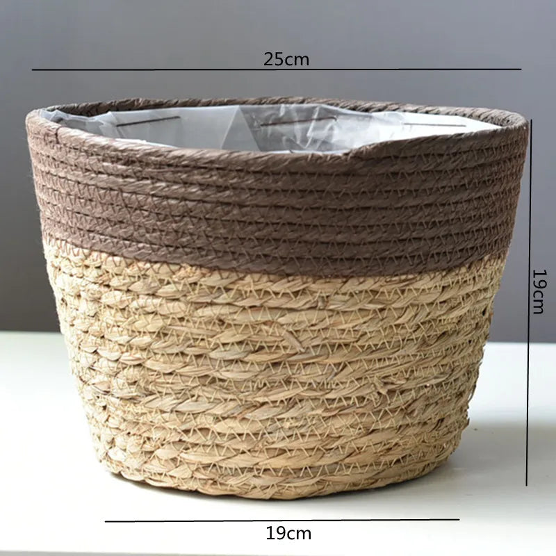 Straw Weaving Flower Plant Basket.