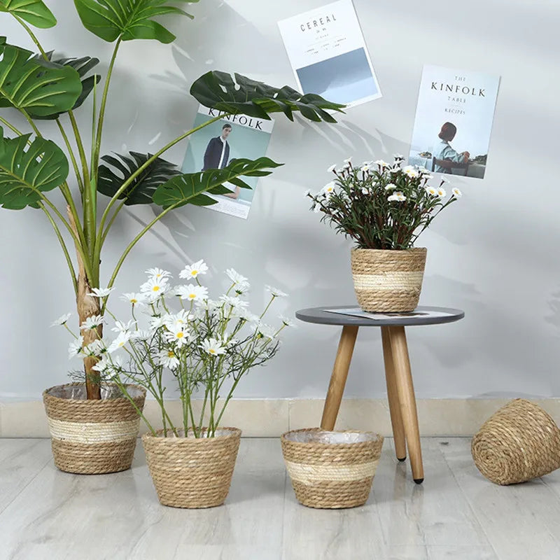 Straw Weaving Flower Plant Basket.