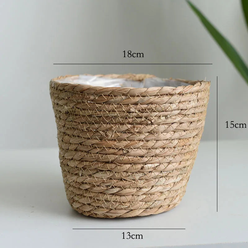 Straw Weaving Flower Plant Basket.