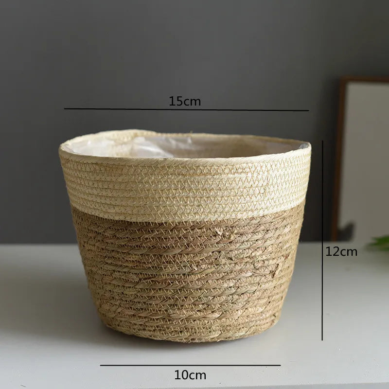 Straw Weaving Flower Plant Basket.