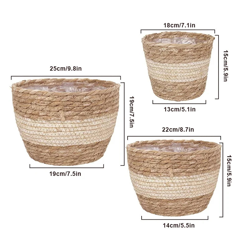 Straw Weaving Flower Plant Basket.