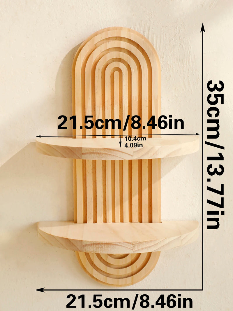 Boho style wooden wall shelves