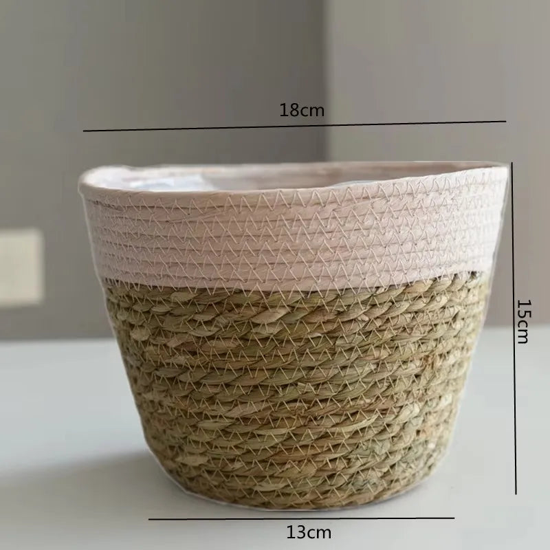 Straw Weaving Flower Plant Basket.
