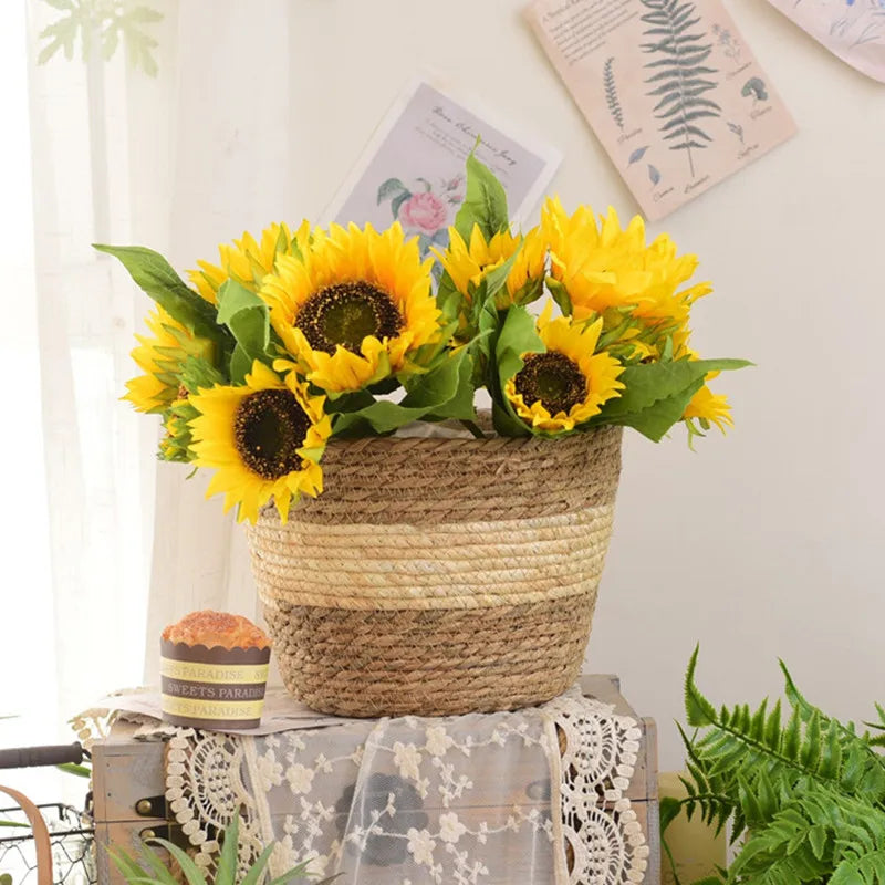 Straw Weaving Flower Plant Basket.