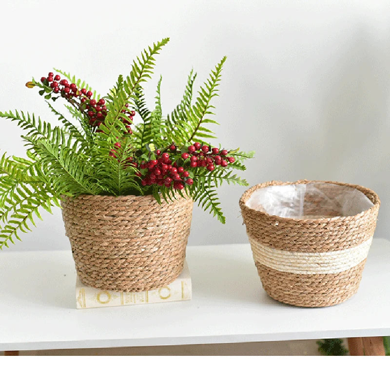 Straw Weaving Flower Plant Basket.