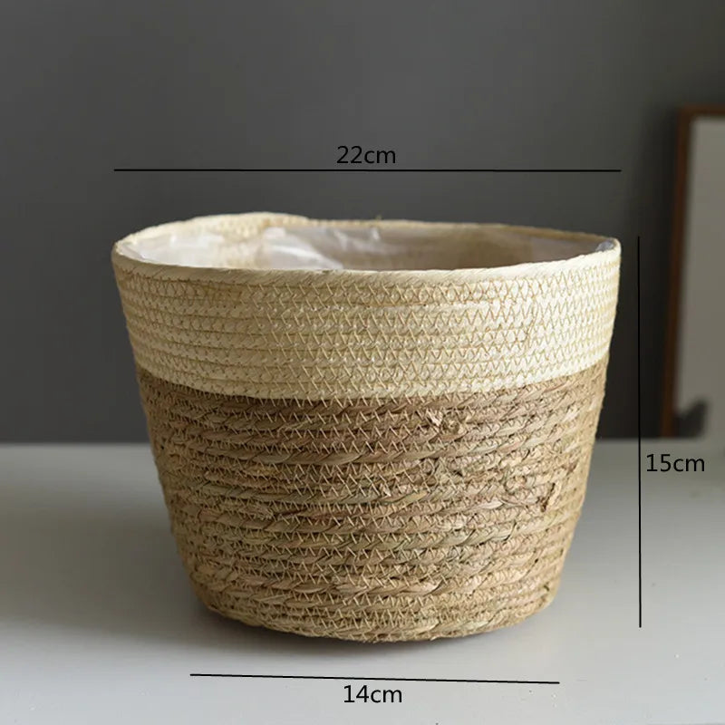 Straw Weaving Flower Plant Basket.