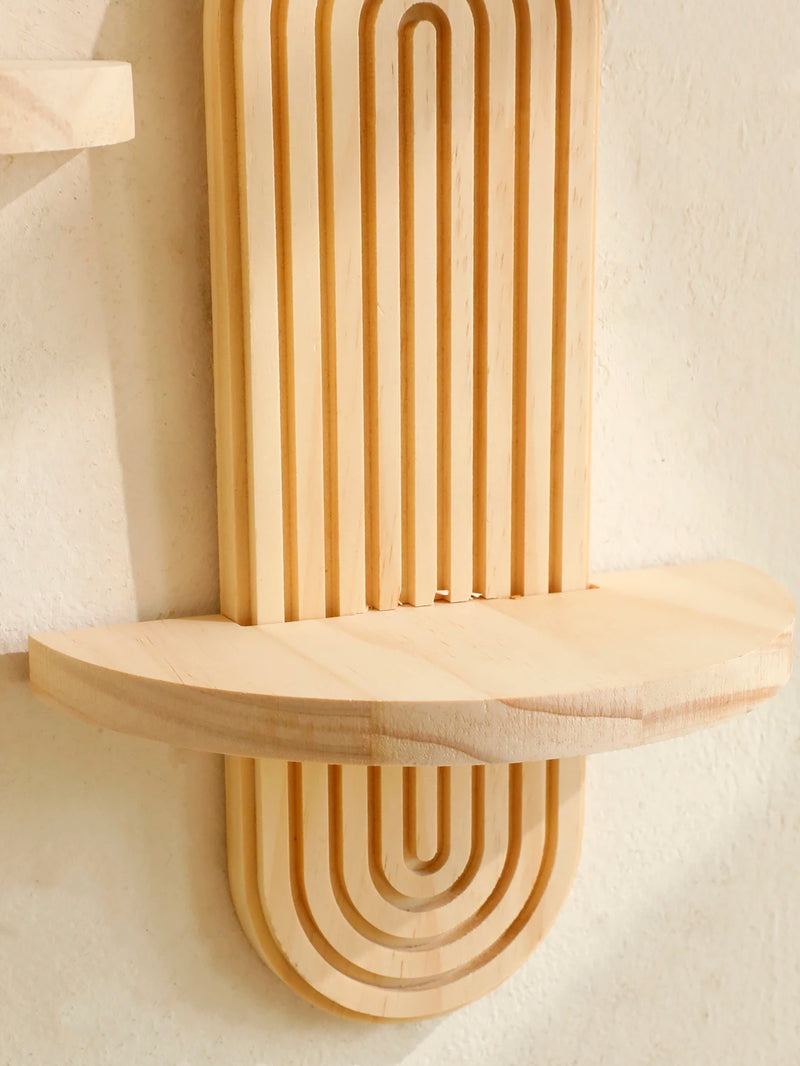 Boho style wooden wall shelves