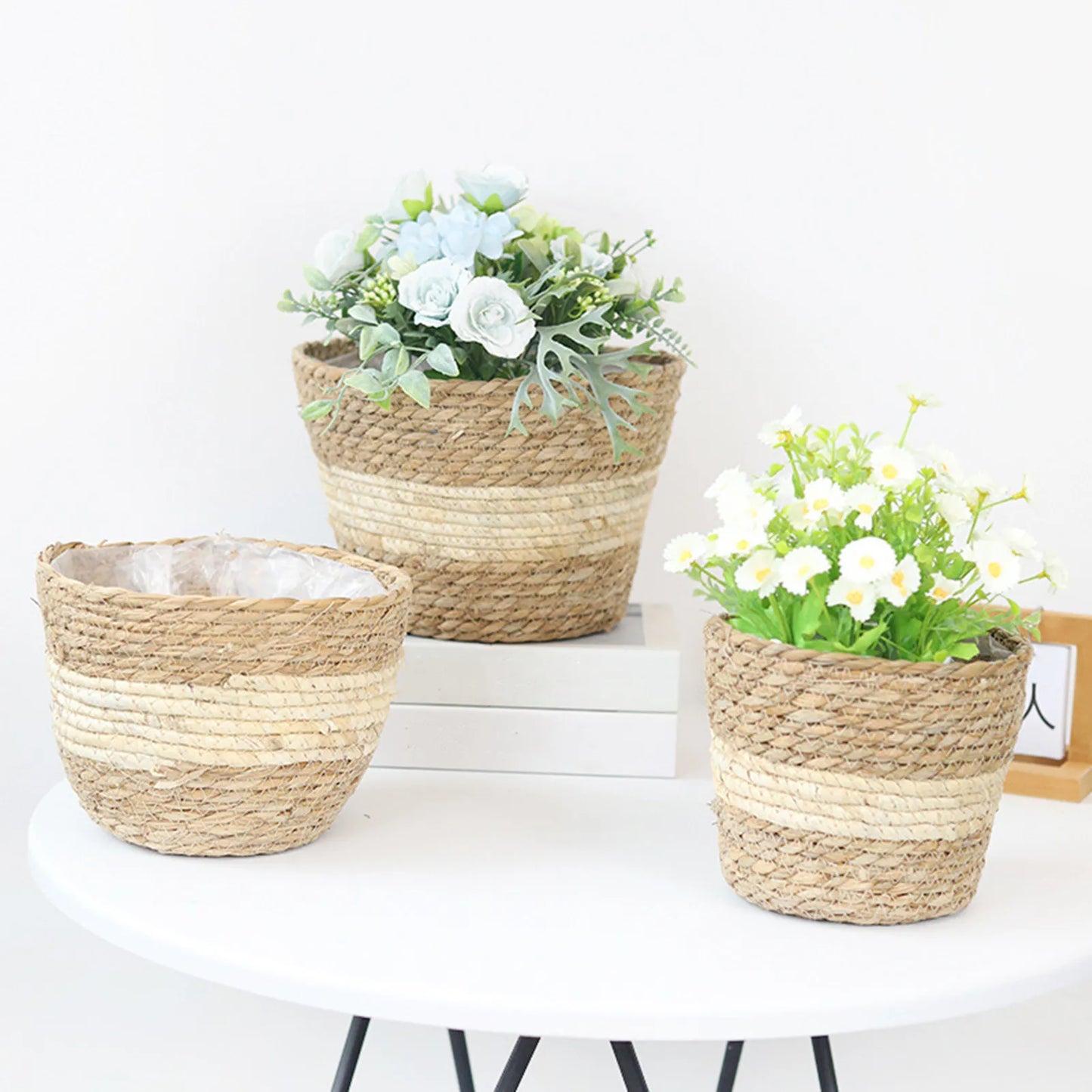 Straw Weaving Flower Plant Basket.