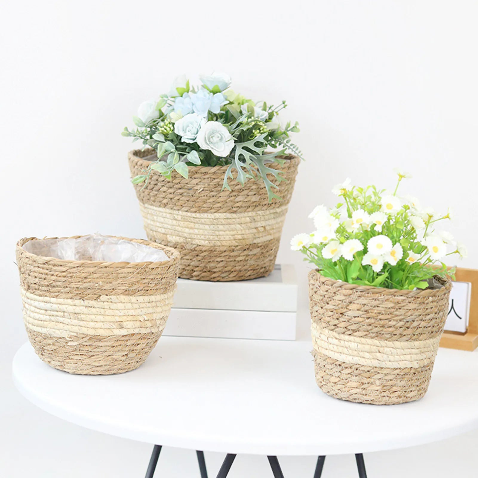 Straw Weaving Flower Plant Basket.