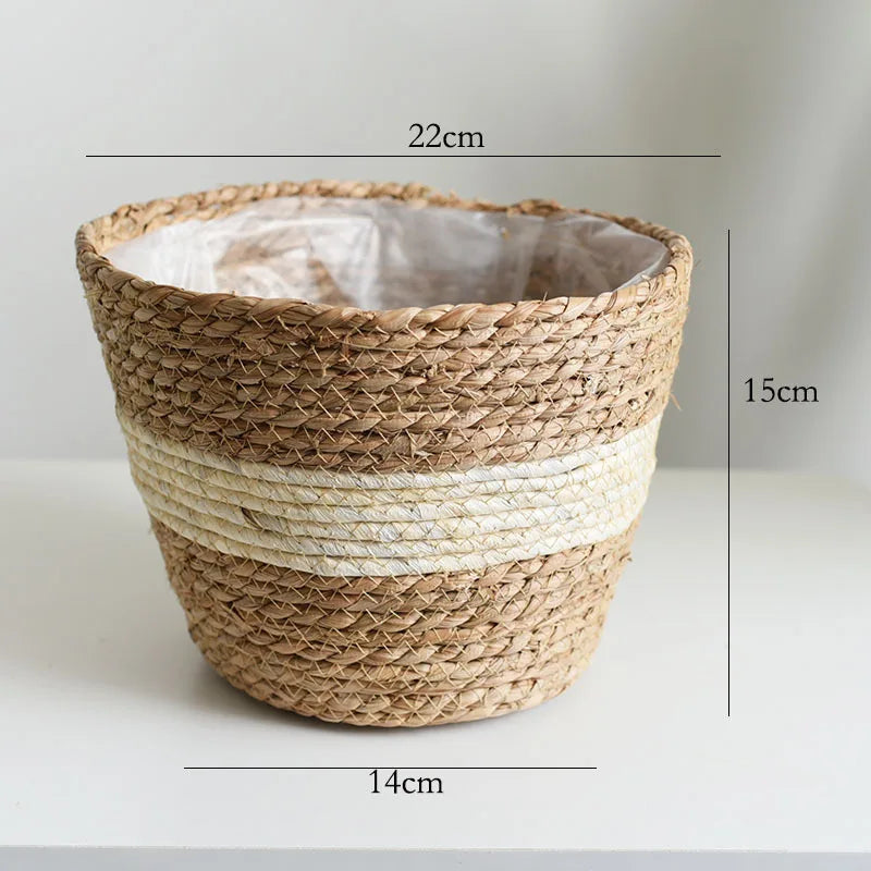 Straw Weaving Flower Plant Basket.