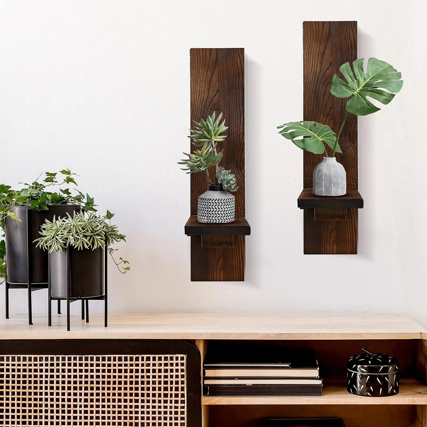 Set of 2 Wooden Wall plant holders