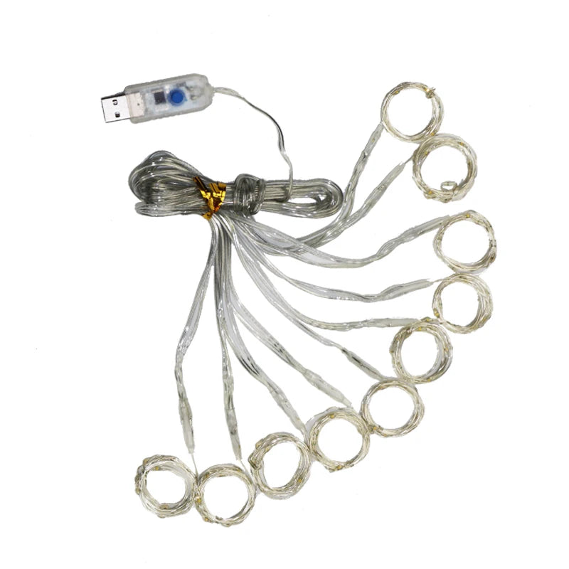 12 green fake leaves garland plant with LED