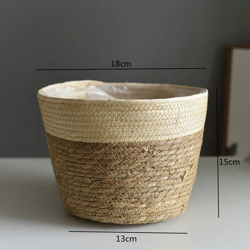 Straw Weaving Flower Plant Basket.
