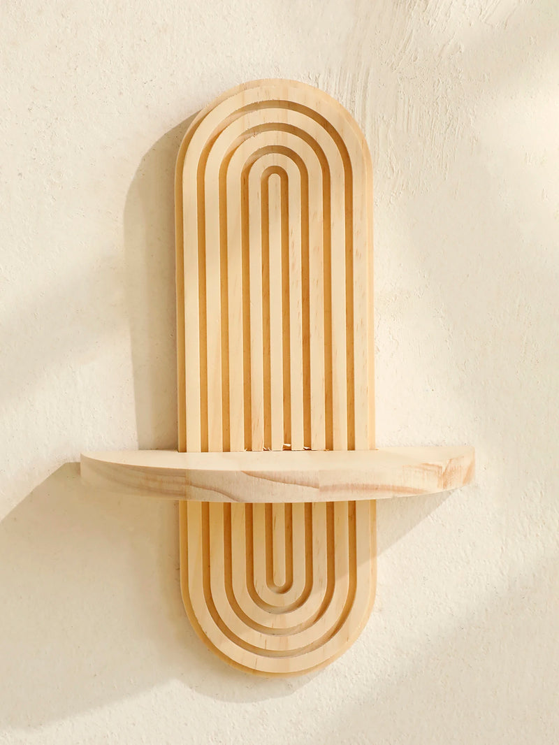 Boho style wooden wall shelves
